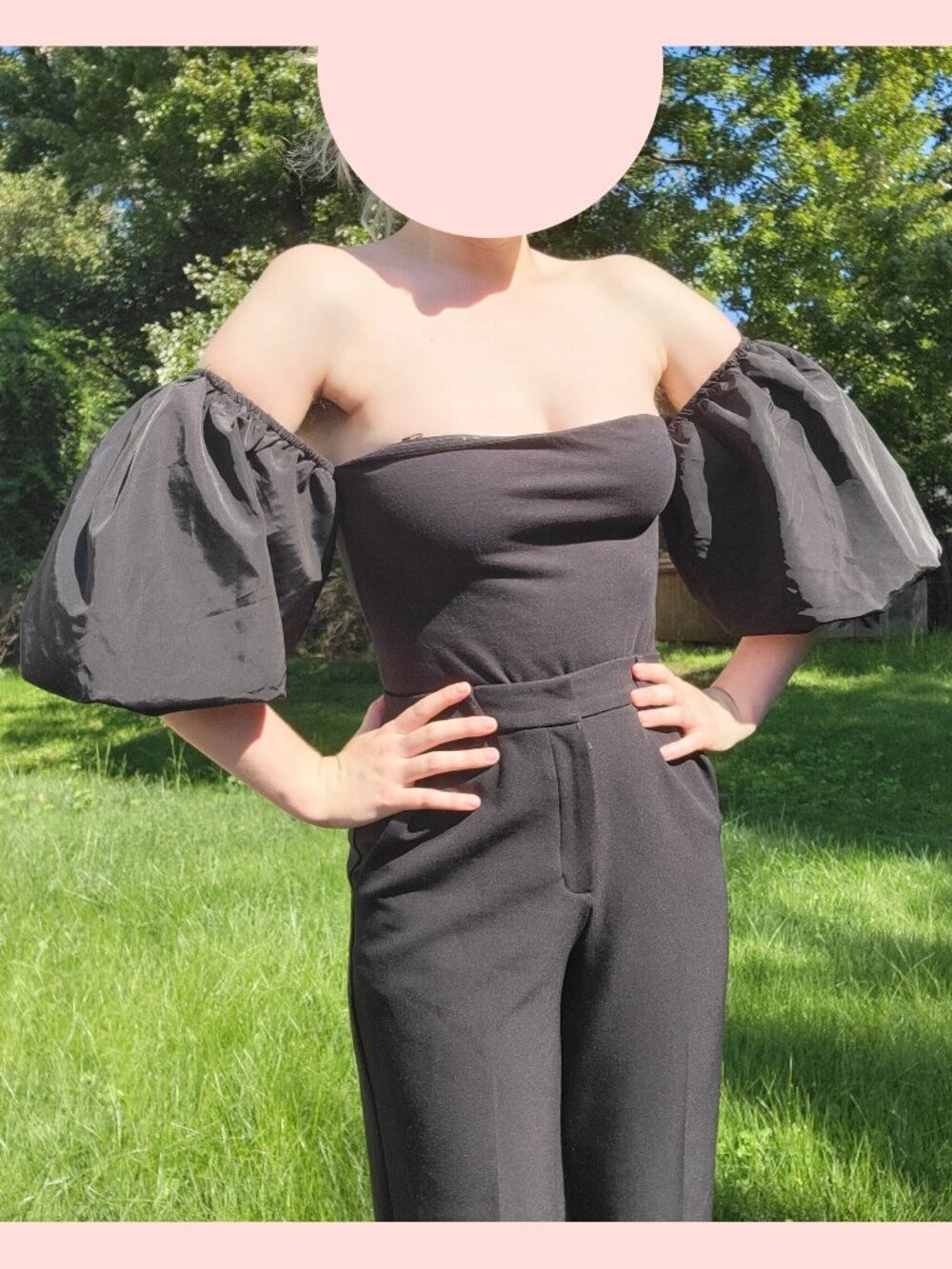 ❝ Express black bodysuit off shoulder puff sleeves 🖤. ❞